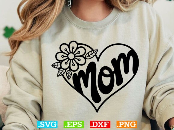 Floral Mom Heart Svg for Mother's Day