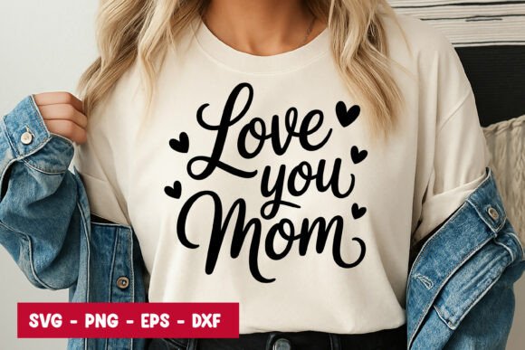 Love You Mom Typography SVG PNG Review