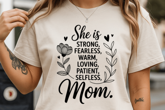 She is Strong Fearless Mom Embroidery Design
