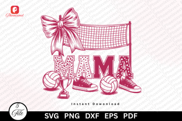 Volleyball Bow Mom Mama SVG PNG Review